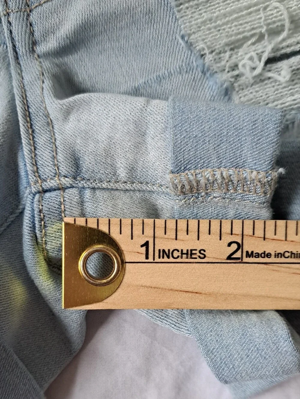 Aeropostale High Rise Midi Light Blue Denim Shorts Distressed Roll Hem Thrash 2